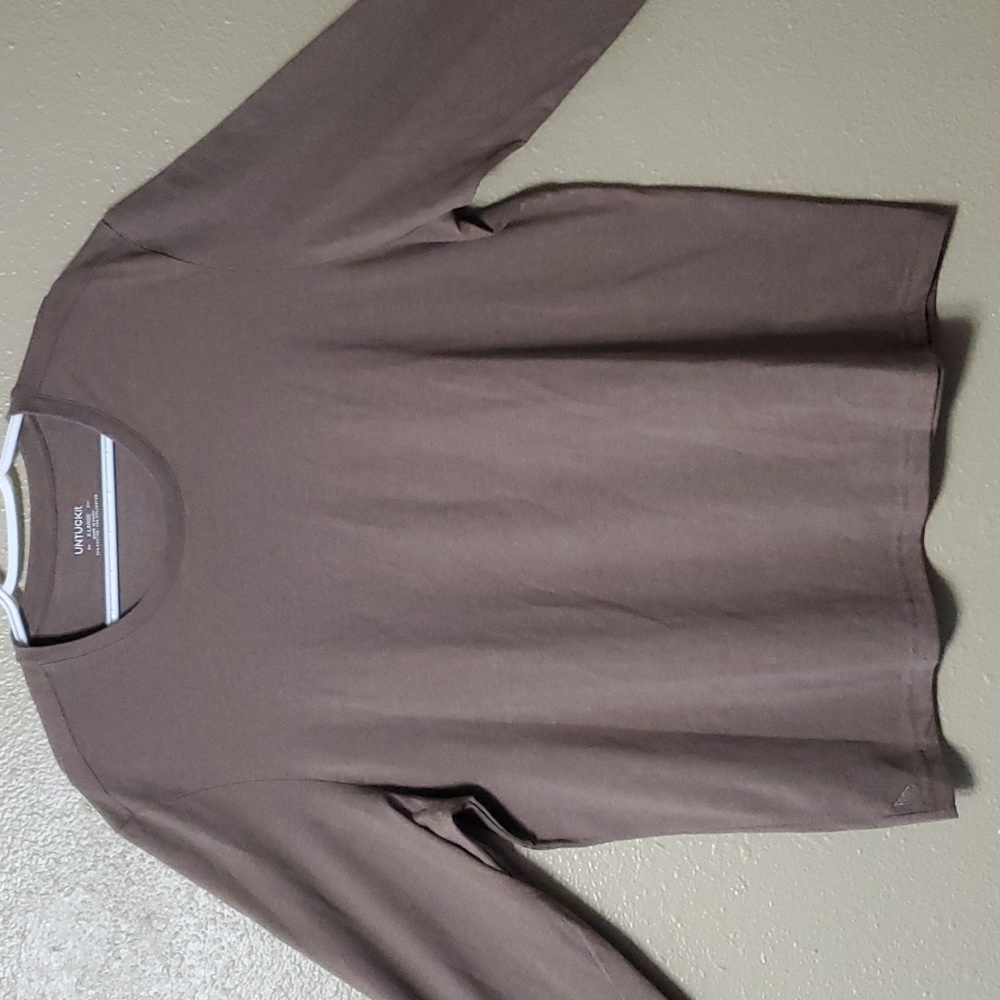 UNTUCKit Aston Size XL Long Sleeve Crew Neck Shirt Heather Brown
